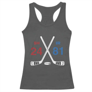 Funny Romance Hockey Racerback Tank Top 24 81 Numbers Sport Ice Hockey Team TS11 Dark Heather Print Your Wear