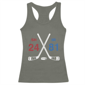 Funny Romance Hockey Racerback Tank Top 24 81 Numbers Sport Ice Hockey Team TS11 Military Green Print Your Wear