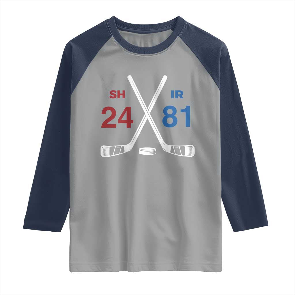 Funny Romance Hockey Raglan Shirt 24 81 Numbers Sport Ice Hockey Team TS11 Sport Gray Navy Print Your Wear