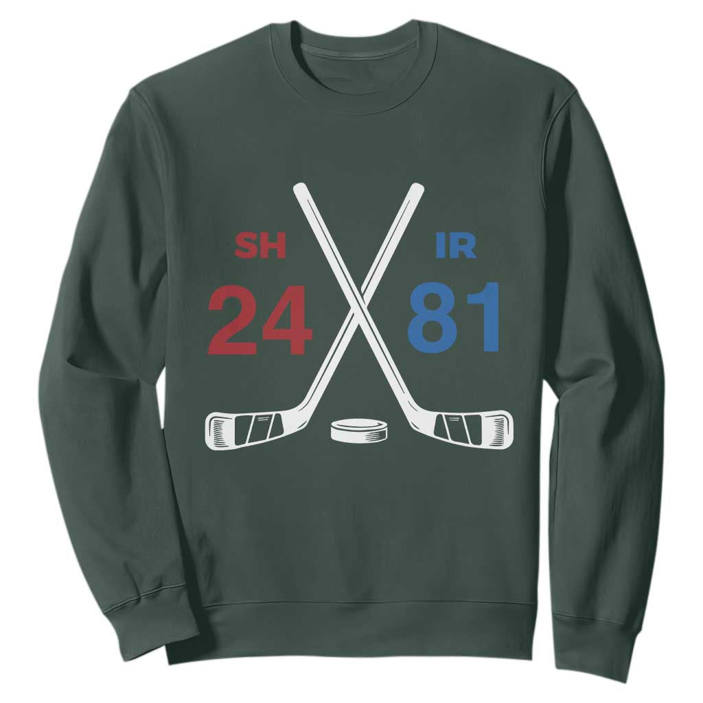 Funny Romance Hockey Sweatshirt 24 81 Numbers Sport Ice Hockey Team TS11 Dark Forest Green Print Your Wear
