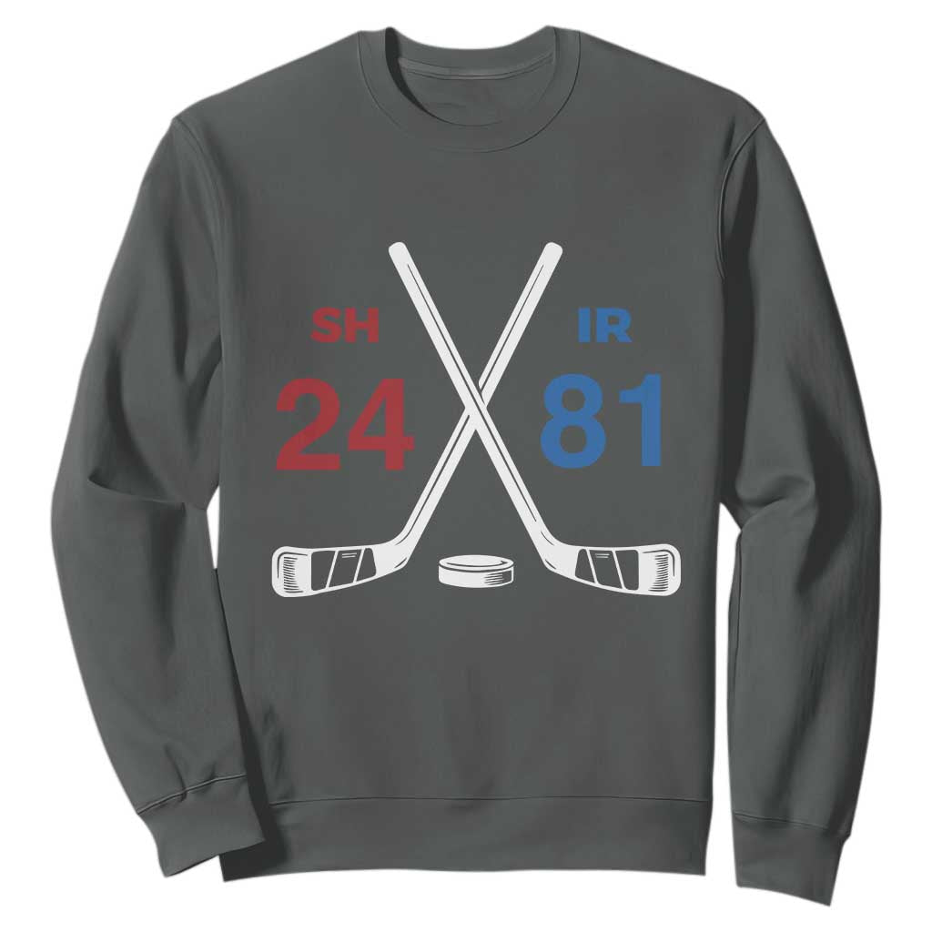 Funny Romance Hockey Sweatshirt 24 81 Numbers Sport Ice Hockey Team TS11 Dark Heather Print Your Wear