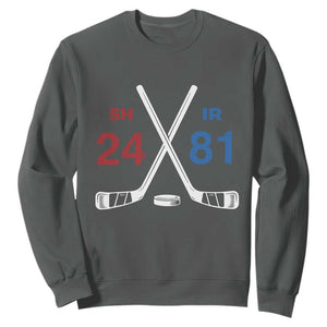 Funny Romance Hockey Sweatshirt 24 81 Numbers Sport Ice Hockey Team TS11 Dark Heather Print Your Wear