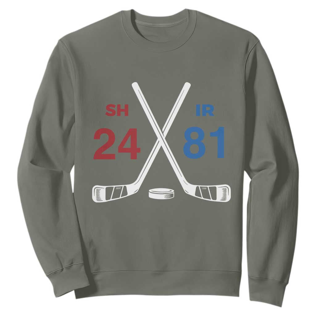 Funny Romance Hockey Sweatshirt 24 81 Numbers Sport Ice Hockey Team TS11 Military Green Print Your Wear