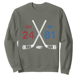 Funny Romance Hockey Sweatshirt 24 81 Numbers Sport Ice Hockey Team TS11 Military Green Print Your Wear