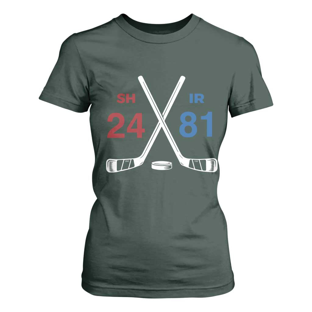Funny Romance Hockey T Shirt For Women 24 81 Numbers Sport Ice Hockey Team TS11 Dark Forest Green Print Your Wear
