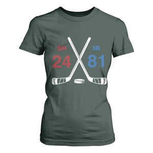 Funny Romance Hockey T Shirt For Women 24 81 Numbers Sport Ice Hockey Team TS11 Dark Forest Green Print Your Wear