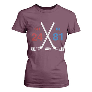 Funny Romance Hockey T Shirt For Women 24 81 Numbers Sport Ice Hockey Team TS11 Maroon Print Your Wear