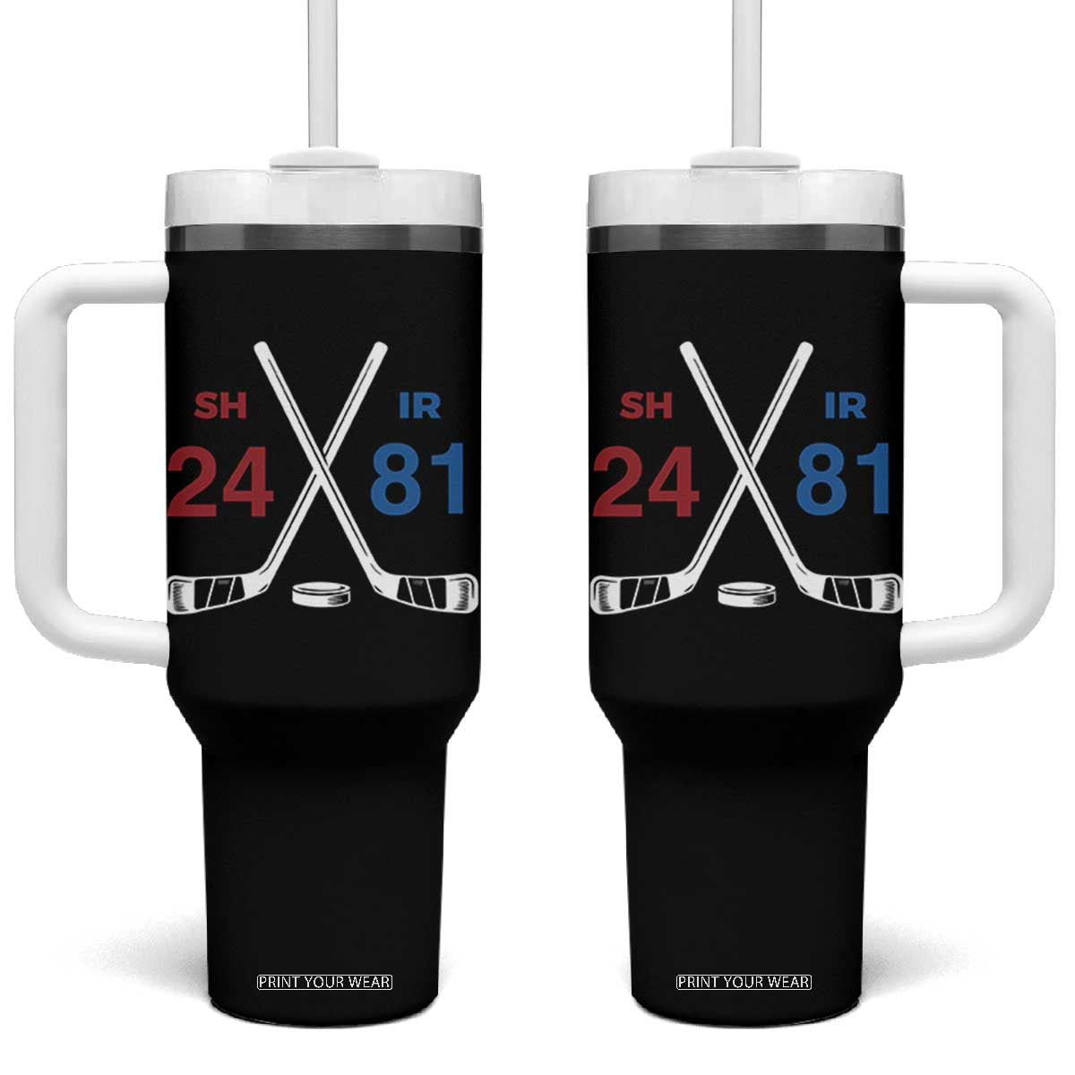 Funny Romance Hockey Tumbler With Handle 24 81 Numbers Sport Ice Hockey Team TS11 One Size: 40 oz Black Print Your Wear
