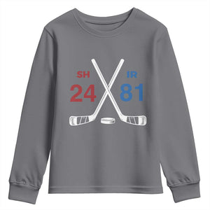 Funny Romance Hockey Youth Sweatshirt 24 81 Numbers Sport Ice Hockey Team TS11 Charcoal Print Your Wear