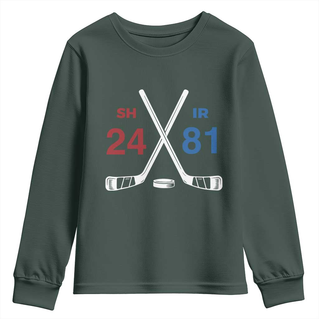 Funny Romance Hockey Youth Sweatshirt 24 81 Numbers Sport Ice Hockey Team TS11 Dark Forest Green Print Your Wear