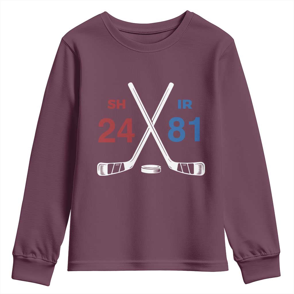 Funny Romance Hockey Youth Sweatshirt 24 81 Numbers Sport Ice Hockey Team TS11 Maroon Print Your Wear