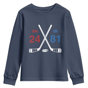 Funny Romance Hockey Youth Sweatshirt 24 81 Numbers Sport Ice Hockey Team TS11 Navy Print Your Wear