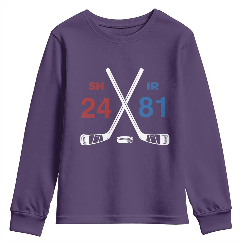 Funny Romance Hockey Youth Sweatshirt 24 81 Numbers Sport Ice Hockey Team TS11 Purple Print Your Wear