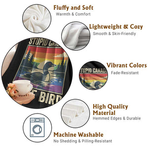 Stupid Canadian Wolf Bird Throw Blanket Funny Common Loon Meme LGBT Hockey TS11 Print Your Wear