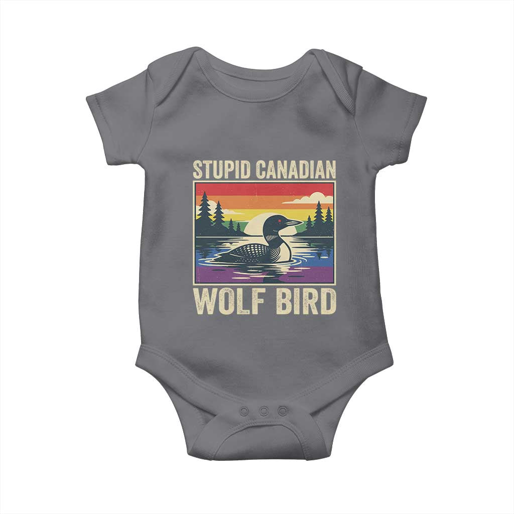 Stupid Canadian Wolf Bird Baby Onesie Funny Common Loon Meme LGBT Hockey TS11 Charcoal Print Your Wear