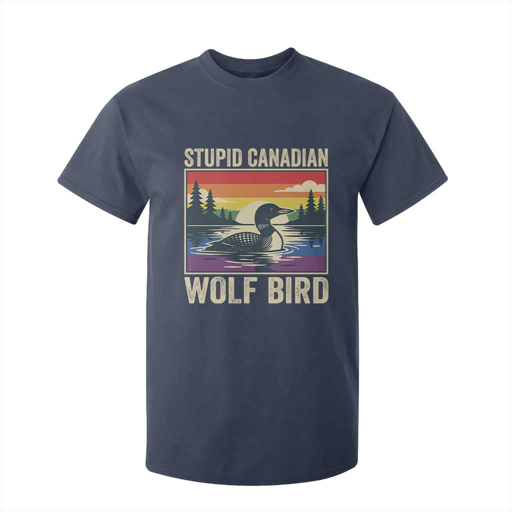 Stupid Canadian Wolf Bird T Shirt For Kid Funny Common Loon Meme LGBT Hockey TS11 Navy Print Your Wear