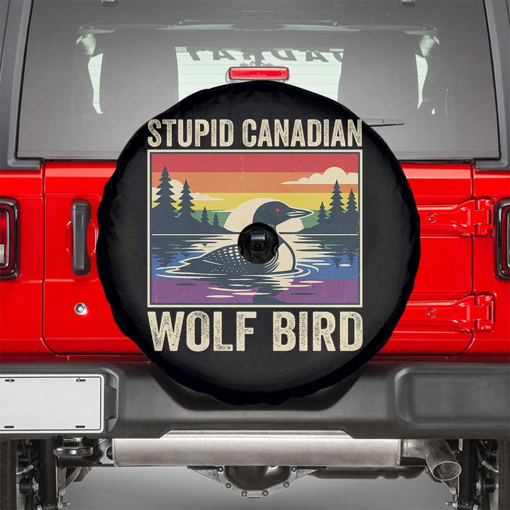 Stupid Canadian Wolf Bird Spare Tire Cover Funny Common Loon Meme LGBT Hockey TS11 Black Print Your Wear