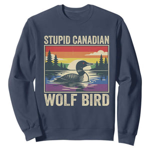 Stupid Canadian Wolf Bird Sweatshirt Funny Common Loon Meme LGBT Hockey TS11 Navy Print Your Wear