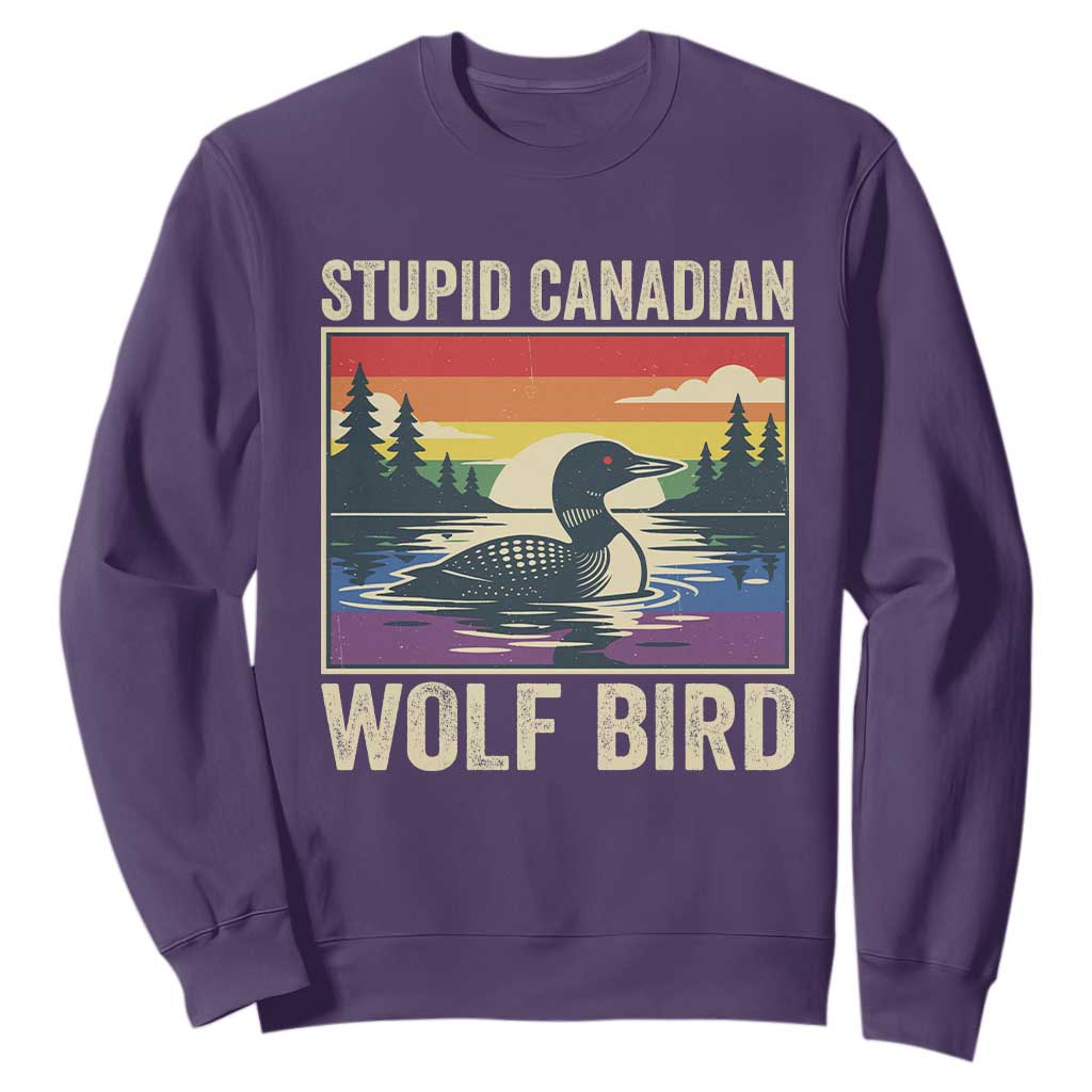 Stupid Canadian Wolf Bird Sweatshirt Funny Common Loon Meme LGBT Hockey TS11 Purple Print Your Wear
