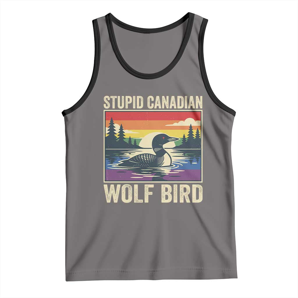 Stupid Canadian Wolf Bird Tank Top Funny Common Loon Meme LGBT Hockey TS11 Deep Heather Black Print Your Wear