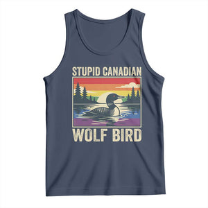 Stupid Canadian Wolf Bird Tank Top Funny Common Loon Meme LGBT Hockey TS11 Navy Print Your Wear