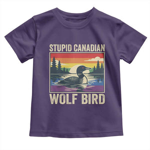 Stupid Canadian Wolf Bird Toddler T Shirt Funny Common Loon Meme LGBT Hockey TS11 Purple Print Your Wear