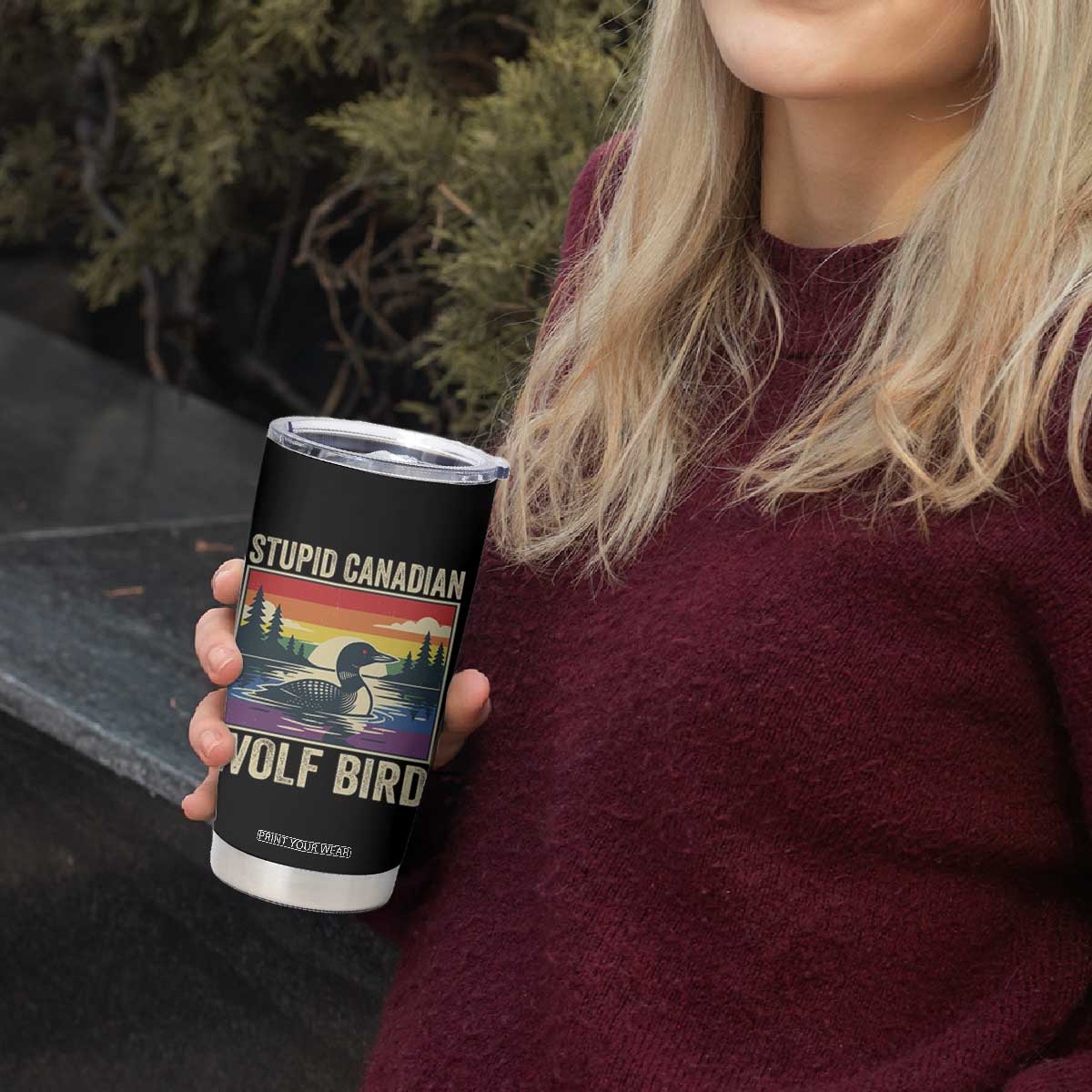 Stupid Canadian Wolf Bird Tumbler Cup Funny Common Loon Meme LGBT Hockey TS11 Print Your Wear