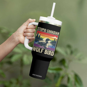 Stupid Canadian Wolf Bird Tumbler With Handle Funny Common Loon Meme LGBT Hockey TS11 Print Your Wear