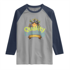 Funny Day Care Raglan Shirt Quality Learing Center Learning School Quote TS11 Sport Gray Navy Print Your Wear