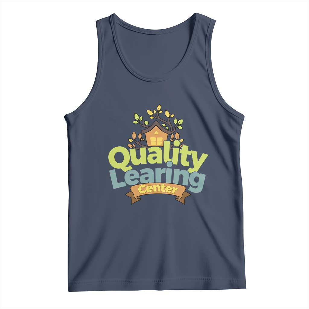 Funny Day Care Tank Top Quality Learing Center Learning School Quote TS11 Navy Print Your Wear