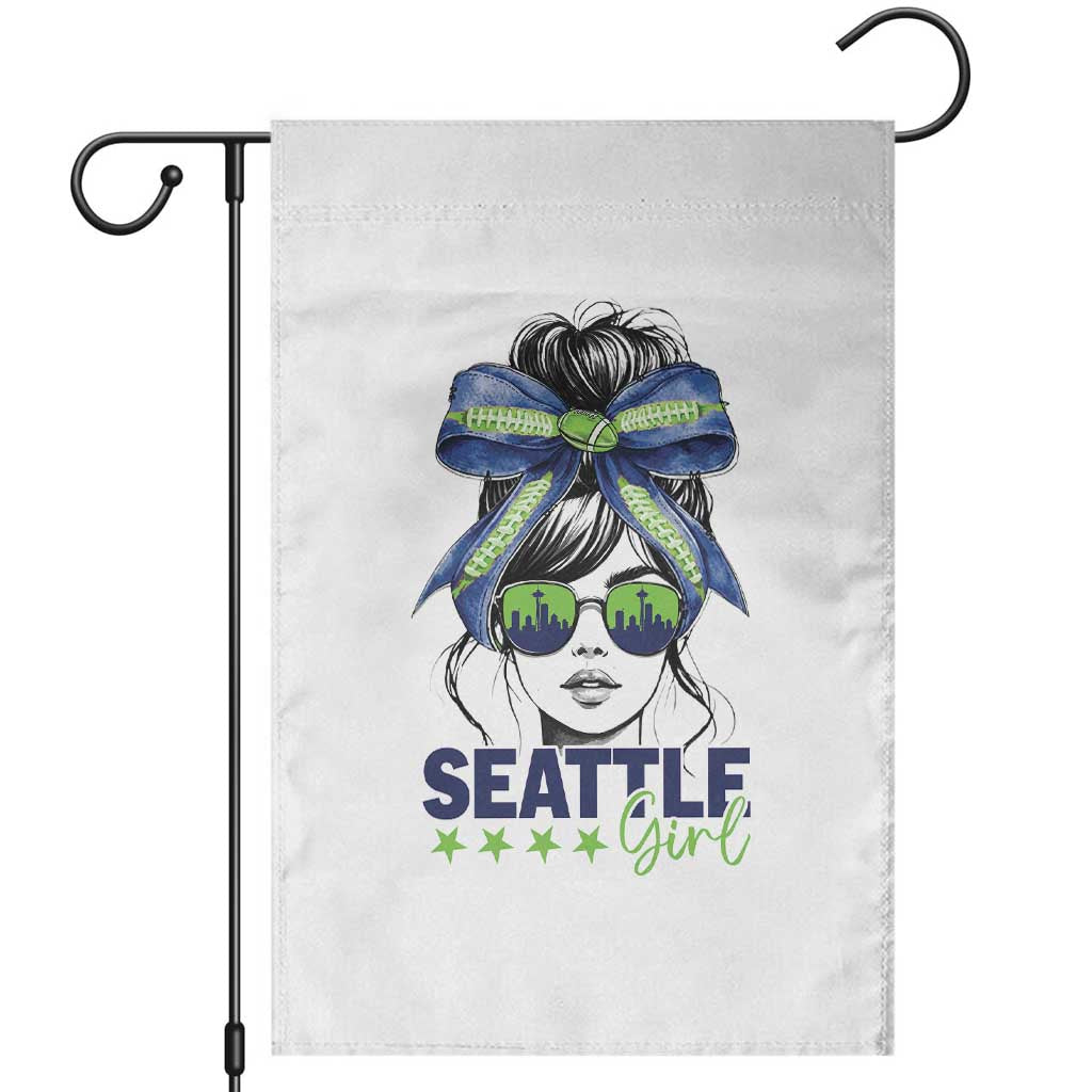 Seattle Girl Garden Flag Funny Sport Fan Game Day Messy Bun TS11 White Print Your Wear