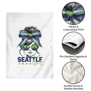 Seattle Girl Garden Flag Funny Sport Fan Game Day Messy Bun TS11 Print Your Wear
