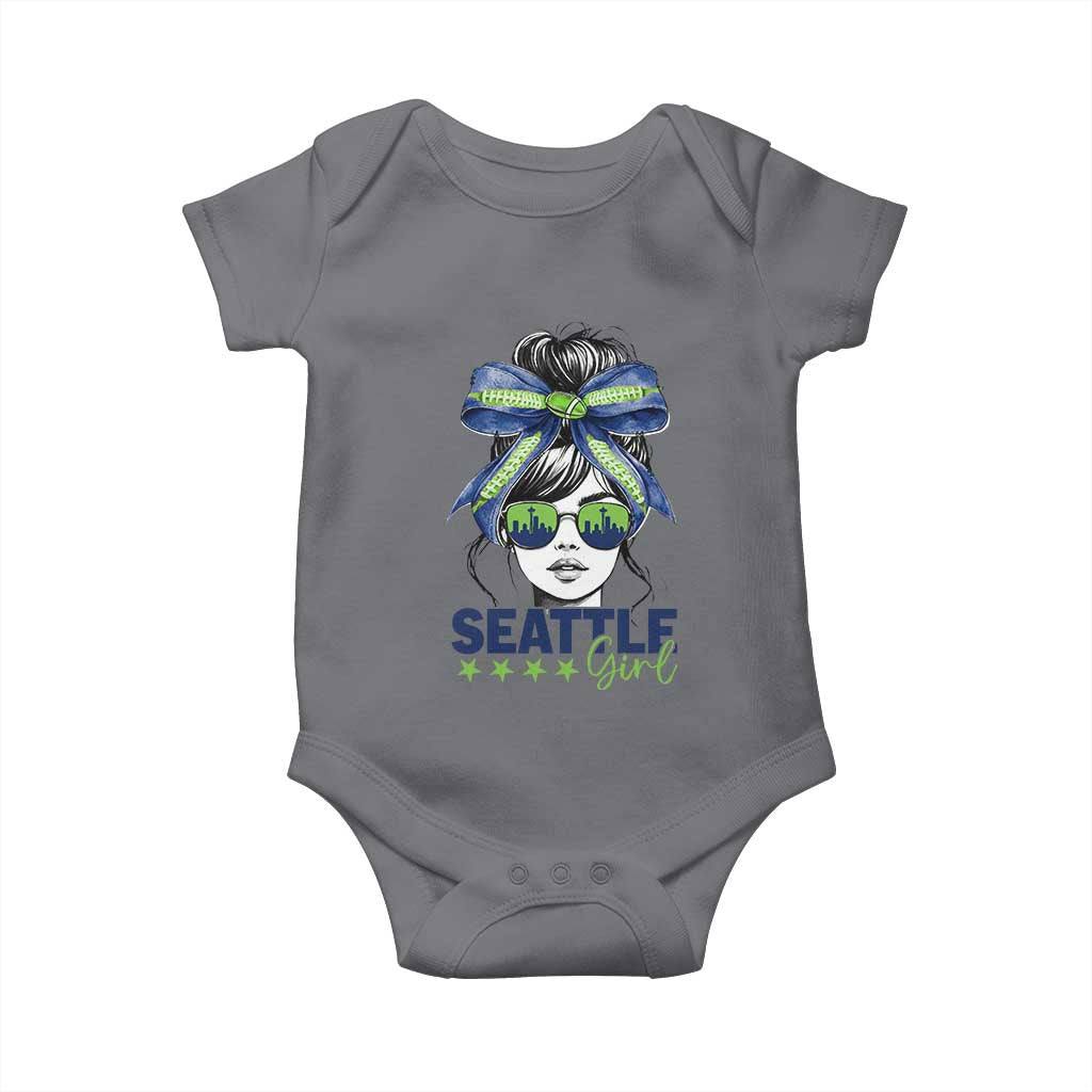 Seattle Girl Baby Onesie Funny Sport Fan Game Day Messy Bun TS11 Charcoal Print Your Wear