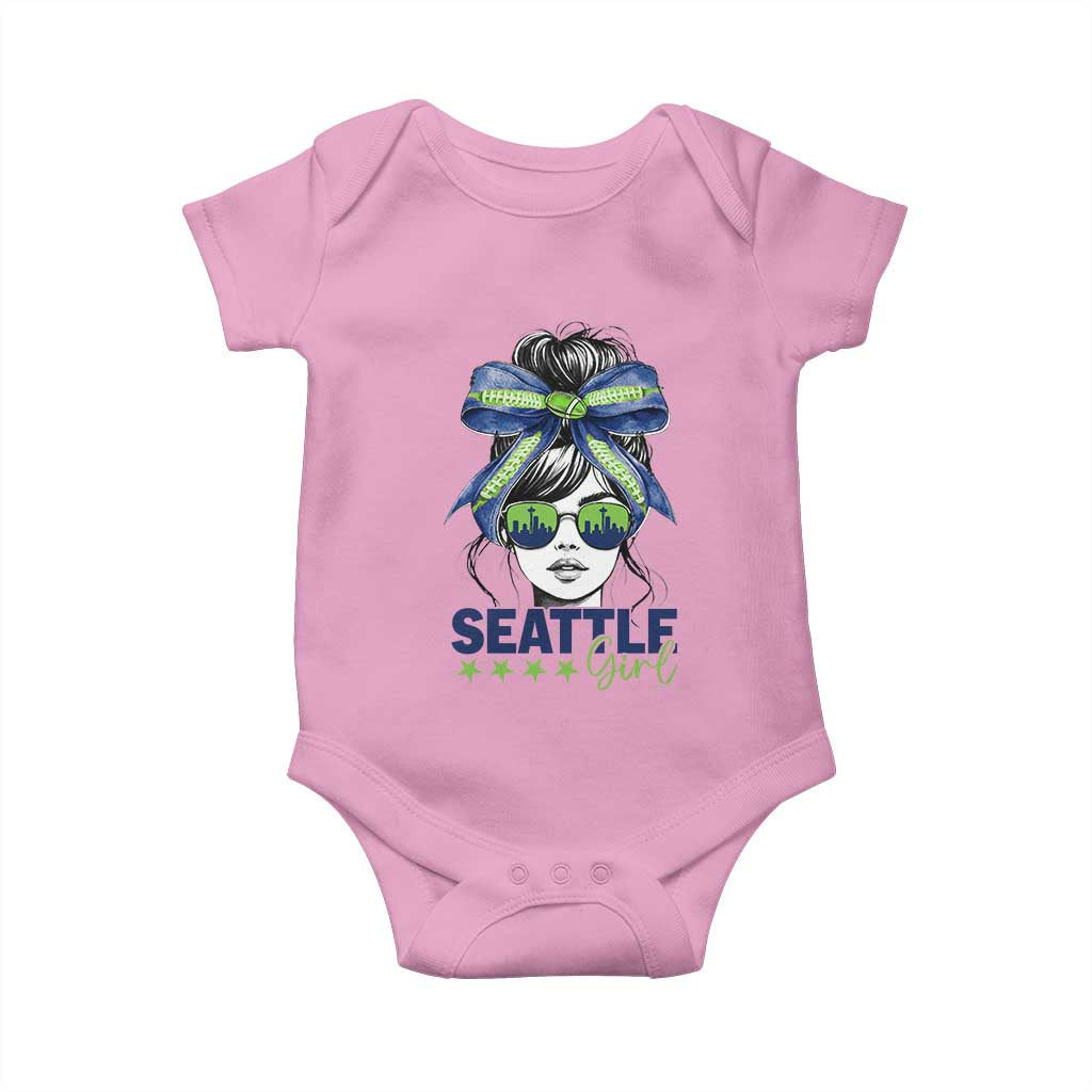 Seattle Girl Baby Onesie Funny Sport Fan Game Day Messy Bun TS11 Light Pink Print Your Wear