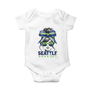 Seattle Girl Baby Onesie Funny Sport Fan Game Day Messy Bun TS11 White Print Your Wear