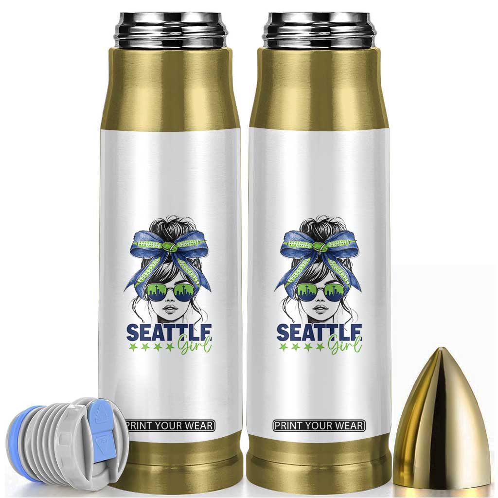 Seattle Girl Bullet Tumbler Funny Sport Fan Game Day Messy Bun TS11 White Print Your Wear