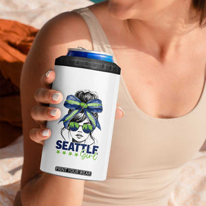 Seattle Girl 4 in 1 Can Cooler Tumbler Funny Sport Fan Game Day Messy Bun TS11 Print Your Wear