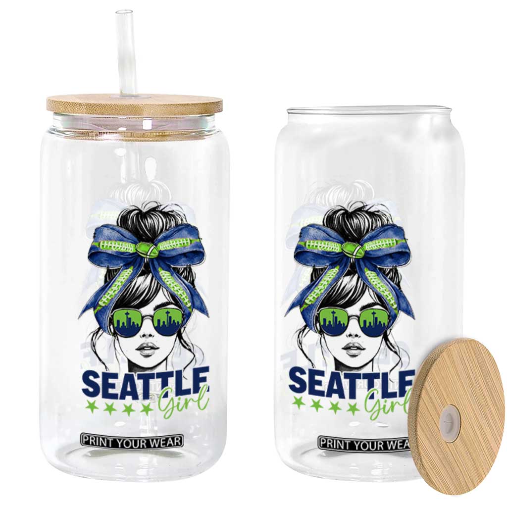 Seattle Girl Glass Can Funny Sport Fan Game Day Messy Bun TS11 Print Your Wear