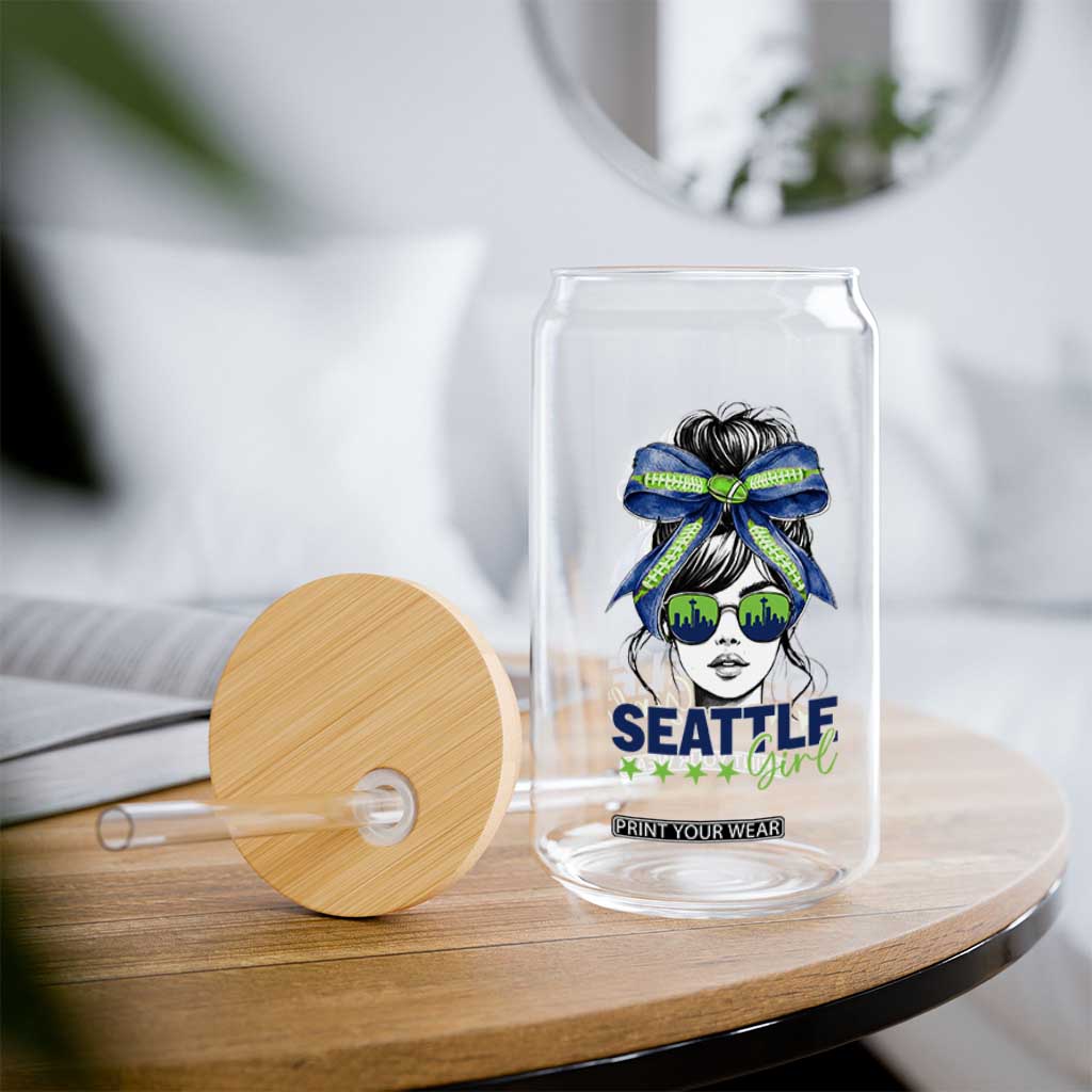 Seattle Girl Glass Can Funny Sport Fan Game Day Messy Bun TS11 Print Your Wear