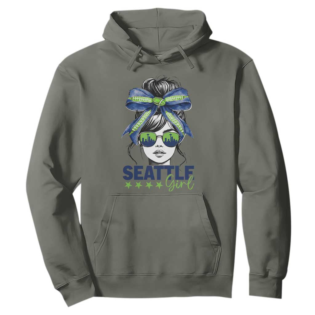 Seattle Girl Hoodie Funny Sport Fan Game Day Messy Bun TS11 Military Green Print Your Wear
