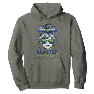 Seattle Girl Hoodie Funny Sport Fan Game Day Messy Bun TS11 Military Green Print Your Wear