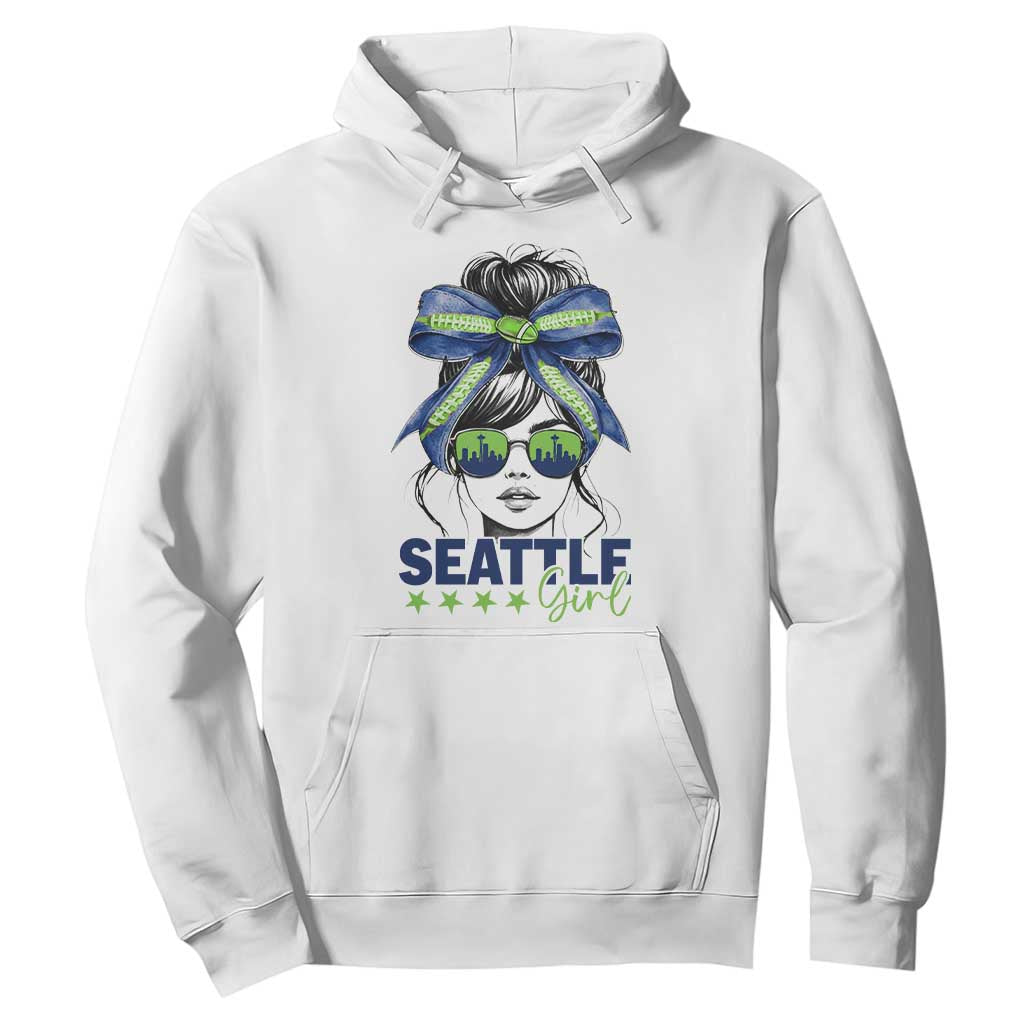 Seattle Girl Hoodie Funny Sport Fan Game Day Messy Bun TS11 White Print Your Wear