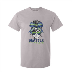 Seattle Girl T Shirt For Kid Funny Sport Fan Game Day Messy Bun TS11 Ice Gray Print Your Wear