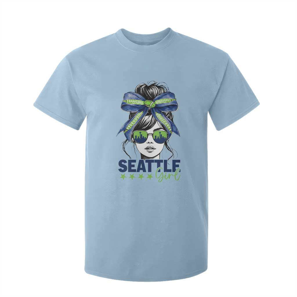 Seattle Girl T Shirt For Kid Funny Sport Fan Game Day Messy Bun TS11 Light Blue Print Your Wear
