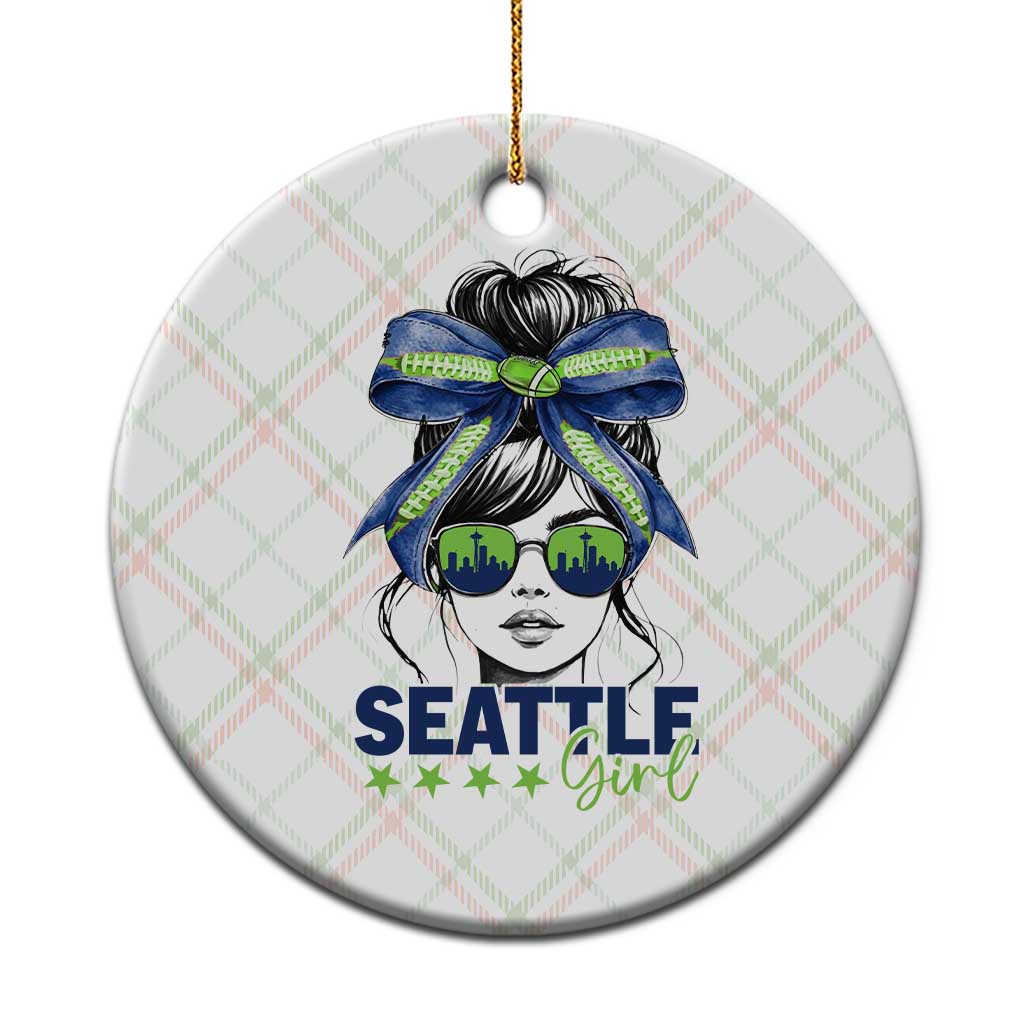 Seattle Girl Ceramic Ornament Funny Sport Fan Game Day Messy Bun TS11 1pc Christmas Plaid Print Your Wear