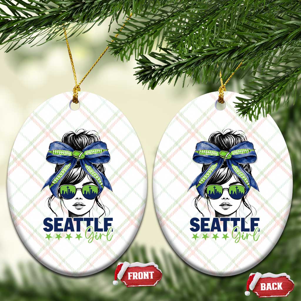 Seattle Girl Ceramic Ornament Funny Sport Fan Game Day Messy Bun TS11 Print Your Wear