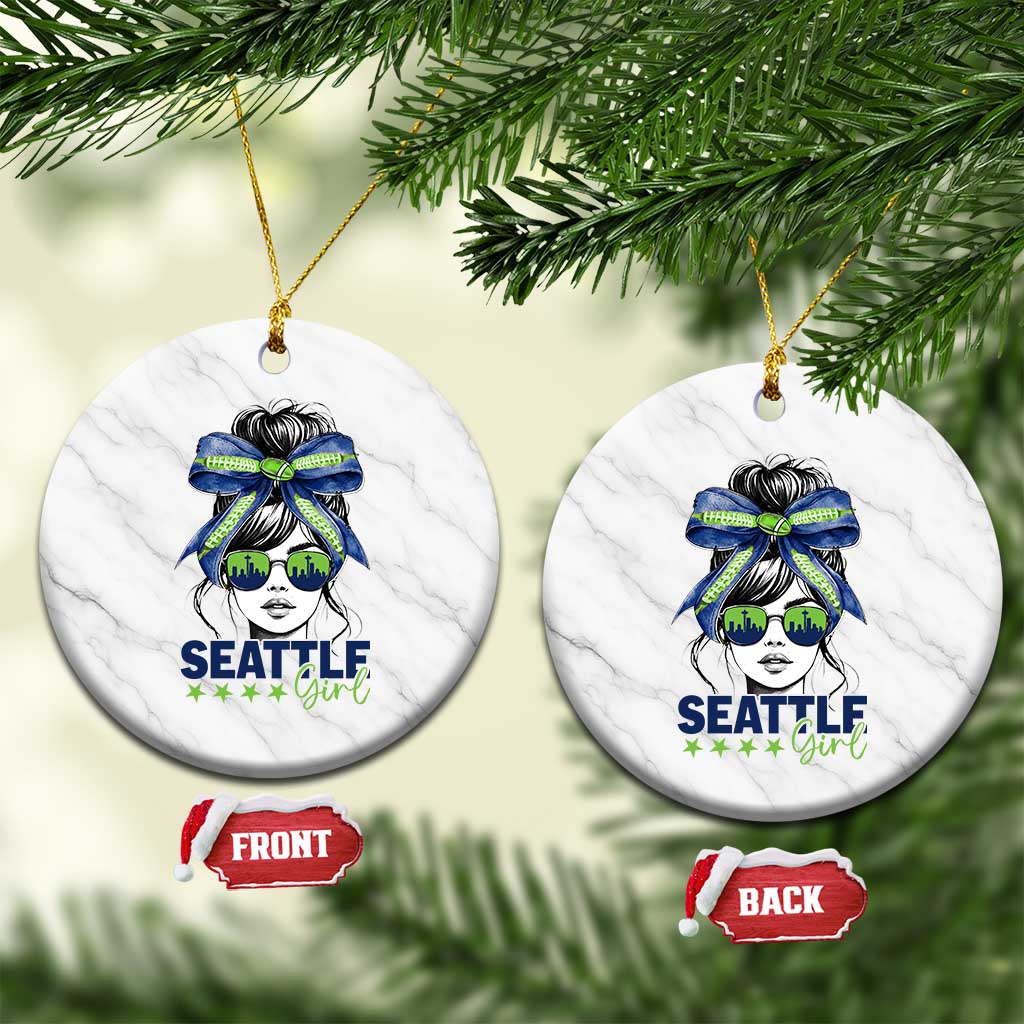 Seattle Girl Ceramic Ornament Funny Sport Fan Game Day Messy Bun TS11 1pc White Marble Print Your Wear