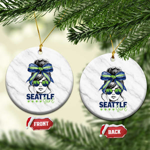 Seattle Girl Ceramic Ornament Funny Sport Fan Game Day Messy Bun TS11 1pc White Marble Print Your Wear