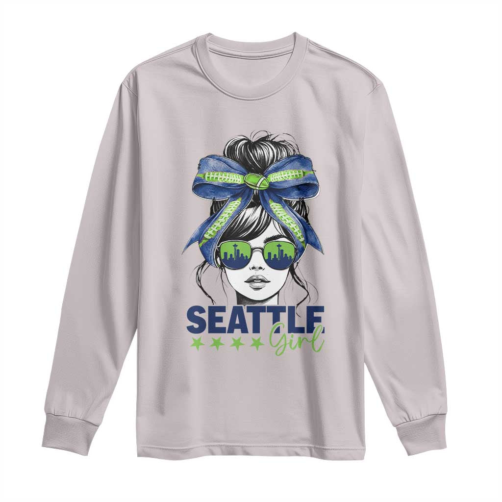 Seattle Girl Long Sleeve Shirt Funny Sport Fan Game Day Messy Bun TS11 Ice Gray Print Your Wear