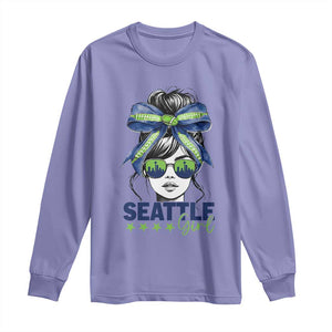 Seattle Girl Long Sleeve Shirt Funny Sport Fan Game Day Messy Bun TS11 Violet Print Your Wear